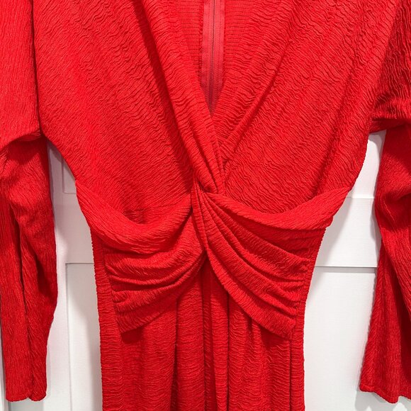 Vintage 80's 90's Sexy Low Cut Red Vamp Curvy Crinkle Dress Valentine Romantic - Picture 5 of 7